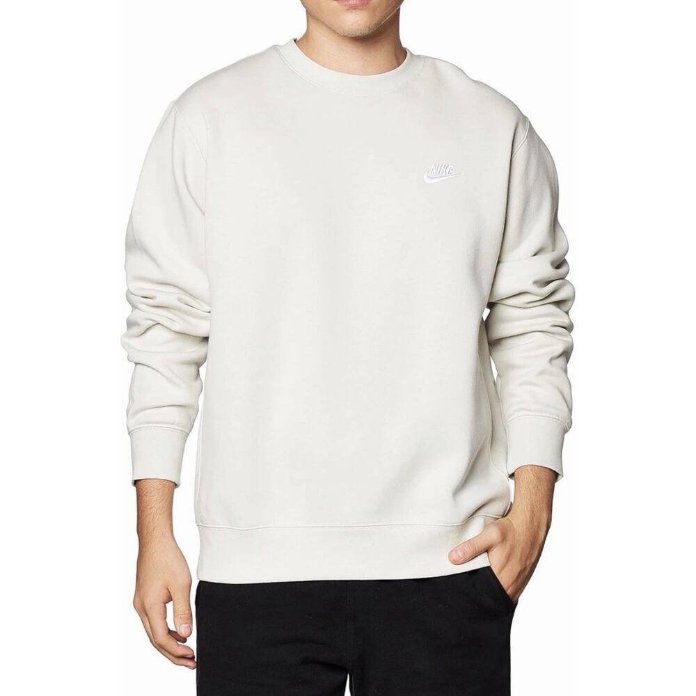 *NEW* MEN Nike Club Fleece Crewneck Sweatshirt XXL Light Bone/White (BV2662 072)
